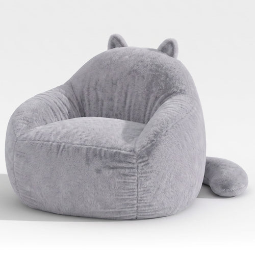 Sikaic Single Sofa Sikaic Cat Shape Single Sofa with Memory Foam and Soft Faux Fur Grey Grey / Fiber Fleece + Foam / Modern