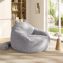 Sikaic Single Sofa Sikaic Cat Shape Single Sofa with Memory Foam and Soft Faux Fur Grey Grey / Fiber Fleece + Foam / Modern
