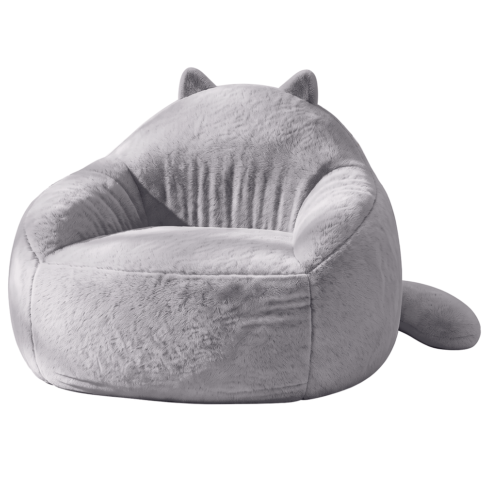 Sikaic Single Sofa Sikaic Cat Shape Single Sofa with Memory Foam and Soft Faux Fur Grey Grey / Fiber Fleece + Foam / Modern
