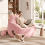 Sikaic Single Sofa Sikaic Cat Shape Single Sofa with Memory Foam and Soft Faux Fur Pink Pink / Fiber Fleece + Foam / Modern