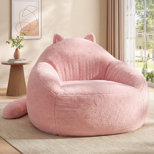 Sikaic Single Sofa Sikaic Cat Shape Single Sofa with Memory Foam and Soft Faux Fur Pink Pink / Fiber Fleece + Foam / Modern