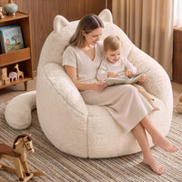 Sikaic Single Sofa Sikaic Cat Shape Single Sofa with Memory Foam and Soft Faux Fur White White / Fiber Fleece +Foam / Modern