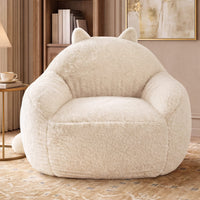 Sikaic Single Sofa Sikaic Cat Shape Single Sofa with Memory Foam and Soft Faux Fur White White / Fiber Fleece +Foam / Modern
