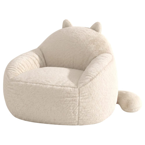 Sikaic Single Sofa Sikaic Cat Shape Single Sofa with Memory Foam and Soft Faux Fur White White / Fiber Fleece +Foam / Modern
