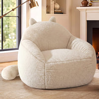 Sikaic Single Sofa Sikaic Cat Shape Single Sofa with Memory Foam and Soft Faux Fur White White / Fiber Fleece +Foam / Modern
