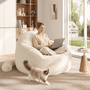 Sikaic Single Sofa Sikaic Cat Shape Single Sofa with Memory Foam and Soft Faux Fur White White / Fiber Fleece + Foam / Modern