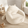 Sikaic Single Sofa Sikaic Cat Shape Single Sofa with Memory Foam and Soft Faux Fur White White / Fiber Fleece + Foam / Modern