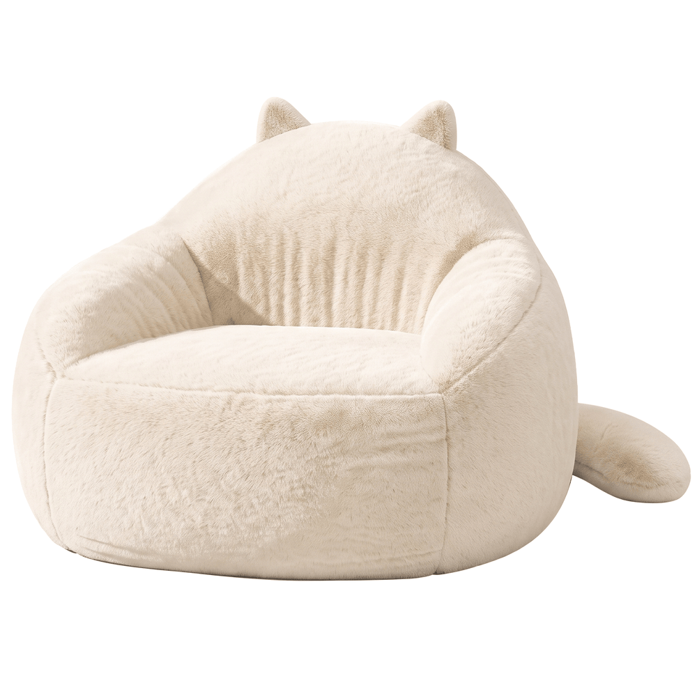 Sikaic Single Sofa Sikaic Cat Shape Single Sofa with Memory Foam and Soft Faux Fur White White / Fiber Fleece + Foam / Modern