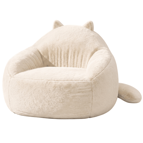 Sikaic Single Sofa Sikaic Cat Shape Single Sofa with Memory Foam and Soft Faux Fur White White / Fiber Fleece + Foam / Modern