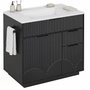 Sikaic Sink cabinet & vanity 31 Inch Fluted Bathroom Vanity with Sink and 3 Drawers Black Black / Engineered Wood / Modern