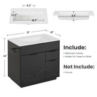 Sikaic Sink cabinet & vanity 31 Inch Fluted Bathroom Vanity with Sink and 3 Drawers Black Black / Engineered Wood / Modern