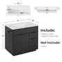 Sikaic Sink cabinet & vanity 31 Inch Fluted Bathroom Vanity with Sink and 3 Drawers Black Black / Engineered Wood / Modern
