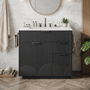 Sikaic Sink cabinet & vanity 31 Inch Fluted Bathroom Vanity with Sink and 3 Drawers Black Black / Engineered Wood / Modern