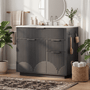 Sikaic Sink cabinet & vanity 31 Inch Fluted Bathroom Vanity with Sink and 3 Drawers Black Black / Engineered Wood / Modern