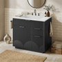 Sikaic Sink cabinet & vanity 31 Inch Fluted Bathroom Vanity with Sink and 3 Drawers Black Black / Engineered Wood / Modern