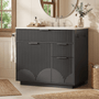 Sikaic Sink cabinet & vanity 31 Inch Fluted Bathroom Vanity with Sink and 3 Drawers Black Black / Engineered Wood / Modern