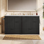Sikaic Sink cabinet & vanity Fluted Bathroom Vanity 30 Inch with Sink and Towel Holder Black Black / Modern / Engineered Wood