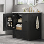 Sikaic Sink cabinet & vanity Fluted Bathroom Vanity 30 Inch with Sink and Towel Holder Black Black / Modern / Engineered Wood