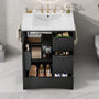 Sikaic Sink cabinet & vanity Fluted Bathroom Vanity 30 Inch with Sink and Towel Holder Black Black / Modern / Engineered Wood