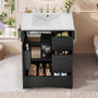 Sikaic Sink cabinet & vanity Fluted Bathroom Vanity 30 Inch with Sink and Towel Holder Black Black / Modern / Engineered Wood