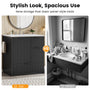 Sikaic Sink cabinet & vanity Fluted Bathroom Vanity 30 Inch with Sink and Towel Holder Black Black / Modern / Engineered Wood