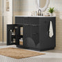 Sikaic Sink cabinet & vanity Fluted Bathroom Vanity 36 Inch with Sink and Towel Holder Black Black / Modern / Engineered Wood