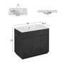 Sikaic Sink cabinet & vanity Fluted Bathroom Vanity 36 Inch with Sink and Towel Holder Black Black / Modern / Engineered Wood