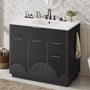 Sikaic Sink cabinet & vanity Fluted Bathroom Vanity 36 Inch with Sink and Towel Holder Black Black / Modern / Engineered Wood