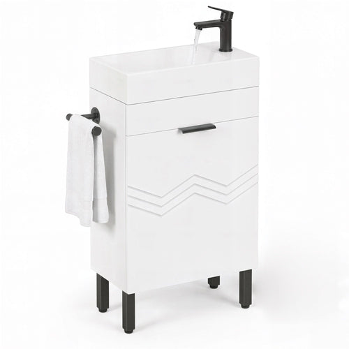 Sikaic Sink cabinet & vanity 16 inch Bathroom Vanity with Sink and Soft Closing Doors White White / Engineered Wood / Modern