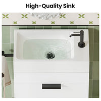Sikaic Sink cabinet & vanity 16 inch Bathroom Vanity with Sink and Soft Closing Doors White White / Engineered Wood / Modern