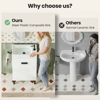 Sikaic Sink cabinet & vanity 16 inch Bathroom Vanity with Sink and Soft Closing Doors White White / Engineered Wood / Modern