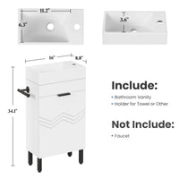 Sikaic Sink cabinet & vanity 16 inch Bathroom Vanity with Sink and Soft Closing Doors White White / Engineered Wood / Modern