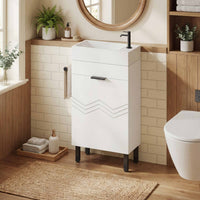 Sikaic Sink cabinet & vanity 16 inch Bathroom Vanity with Sink and Soft Closing Doors White White / Engineered Wood / Modern