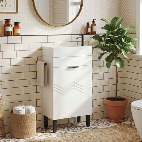 Sikaic Sink cabinet & vanity 16 inch Bathroom Vanity with Sink and Soft Closing Doors White White / Engineered Wood / Modern