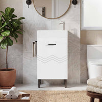 Sikaic Sink cabinet & vanity 16 inch Bathroom Vanity with Sink and Soft Closing Doors White White / Engineered Wood / Modern