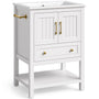 Sikaic Sink cabinet & vanity 24 Inch Bathroom Vanity with Sink and Towel Holder White White / Engineered Wood / Modern