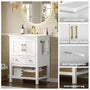 Sikaic Sink cabinet & vanity 24 Inch Bathroom Vanity with Sink and Towel Holder White White / Engineered Wood / Modern