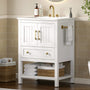 Sikaic Sink cabinet & vanity 24 Inch Bathroom Vanity with Sink and Towel Holder White White / Engineered Wood / Modern