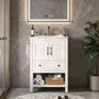 Sikaic Sink cabinet & vanity 24 Inch Bathroom Vanity with Sink and Towel Holder White White / Engineered Wood / Modern