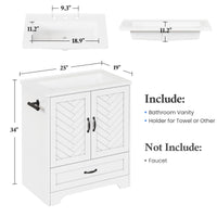 Sikaic Sink cabinet & vanity 25 inch Bathroom Vanity with Sink and Soft Closing Doors White White / Engineered Wood / Modern