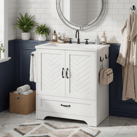 Sikaic Sink cabinet & vanity 25 inch Bathroom Vanity with Sink and Soft Closing Doors White White / Engineered Wood / Modern