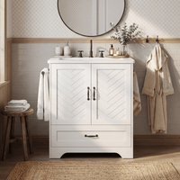 Sikaic Sink cabinet & vanity 25 inch Bathroom Vanity with Sink and Soft Closing Doors White White / Engineered Wood / Modern