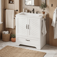 Sikaic Sink cabinet & vanity 25 inch Bathroom Vanity with Sink and Soft Closing Doors White White / Engineered Wood / Modern