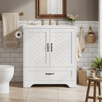 Sikaic Sink cabinet & vanity 25 inch Bathroom Vanity with Sink and Soft Closing Doors White White / Engineered Wood / Modern