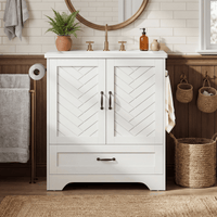 Sikaic Sink cabinet & vanity 25 inch Bathroom Vanity with Sink and Soft Closing Doors White White / Engineered Wood / Modern