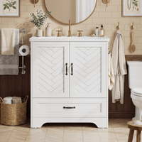 Sikaic Sink cabinet & vanity 25 inch Bathroom Vanity with Sink and Soft Closing Doors White White / Engineered Wood / Modern