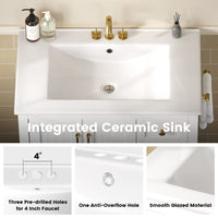 Sikaic Sink cabinet & vanity 30 Inch Bathroom Vanity with Sink & Towel Holder White White / Engineered Wood / Modern