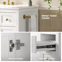 Sikaic Sink cabinet & vanity 30 Inch Bathroom Vanity with Sink & Towel Holder White White / Engineered Wood / Modern