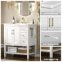 Sikaic Sink cabinet & vanity 30 Inch Bathroom Vanity with Sink & Towel Holder White White / Engineered Wood / Modern
