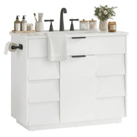 Sikaic Sink cabinet & vanity 37 inch Bathroom Vanity with Sink & 5-Drawer Storage White White / Engineered Wood / Modern